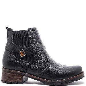 Bota Fem Pegada Cano Curto Salto Baixo 281412 Preto