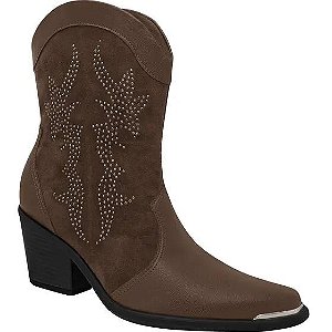 Bota Fem Piccadilly Cano Curto Salto Baixo 761005 Madeira