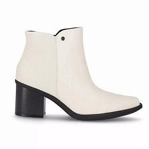 Bota Fem Piccadilly  Cano Curto Salto Medio 766001 Off White