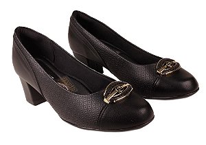 Sapato Fem Piccadilly  Salto Baixo 110183 Preto
