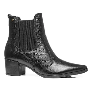 Pegada Bota Fem Cano Curto Salto Alto 280511 Preto
