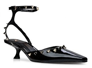 Carrano Sandalia Fem Salto Baixo 734027 Verniz Preto