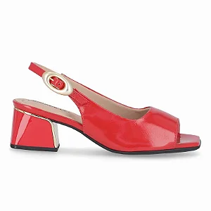 Piccadilly Sandalia Fem Salto Baixo 543099 Verniz Vermelho