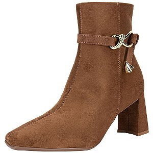 Bota Fem Beira Rio Cano Curto Salto Medio 9092101 Camel