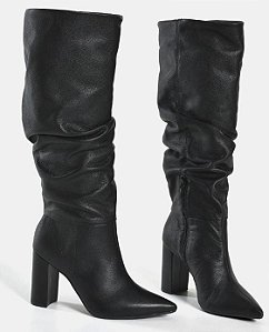 Bota Fem Via Marte Cano Longo Salto Alto 063023 Preto