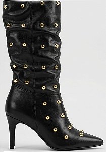 Bota Fem Vizzano Cano Curto Salto Medio 3112102 Preto