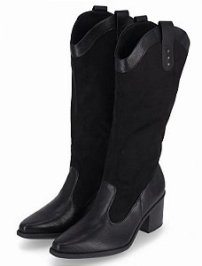 Piccadilly Bota Fem Cano Longo Salto Baixo 766011 Preto
