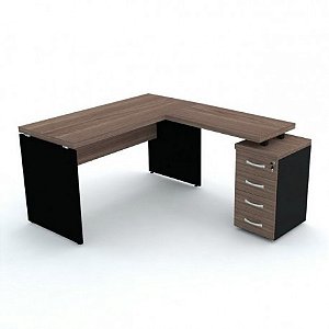 CONJUNTO DE MESAS PANDIN EM L PE 40 COM MESA AUXILIAR COM 3 GAVETAS - 1,70 X 1,70