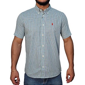 Camisa Ralph Lauren Xadrez Multi Color Verde Logo Clássico Vermelho