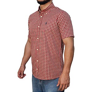 Camisa Ralph Lauren Xadrez Multi Color Vermelho Logo Clássico Marinho