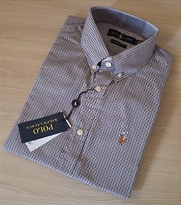 Camisa Ralph Lauren Xadrez Manga Curta Multicolor Verde Militar Logo Colorido