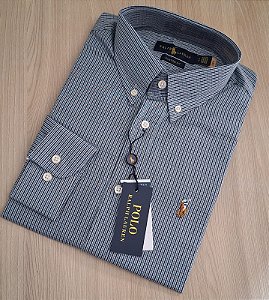 Camisa Ralph Lauren Xadrez Manga Longa Multicolor Verde Listra Preto Logo Colorido