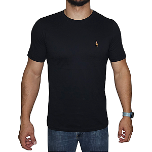 Camiseta Ralph Lauren Preto Logo Colorido