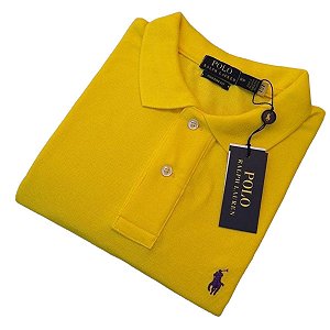 Polo Ralph Lauren Amarelo Logo Clássico Roxo