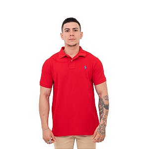 Polo Ralph Lauren Vermelho Logo Clássico Celeste