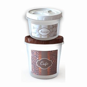 Kit cafezinho 2 potes café e açucar MB plásticos