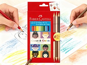 LAPIS DE COR ECOLAPIS 12+3 CARAS & CORES FABER