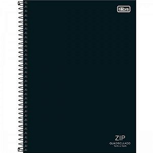 CADERNO QUADRICULADO 1CM ZIP PRETO 80 FOLHAS
