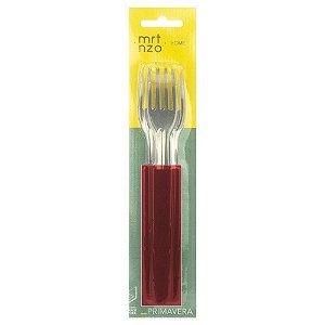 GARFO DE MESA PRIMAVERA INOX VERMELHO 3 PEÇAS