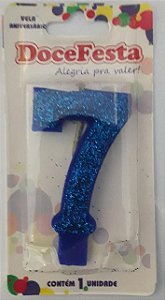 VELA SUPER GLITER AZUL 6 DOCEFESTA