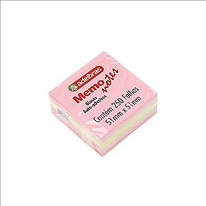 MEMO NOTE 51 X 51 C/1 BLOCO 250 FLS CORES SUAVES