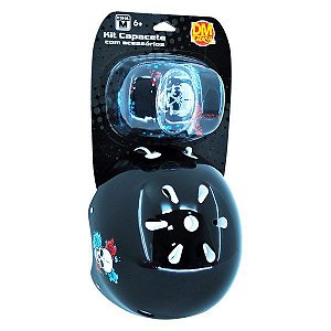 Kit Capacete com acessórios Caveira Black DM Radic