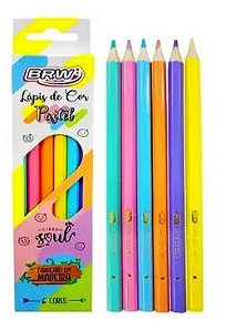 LÁPIS DE COR DE MADEIRA 6 CORES PASTEL - SEXTAVADO