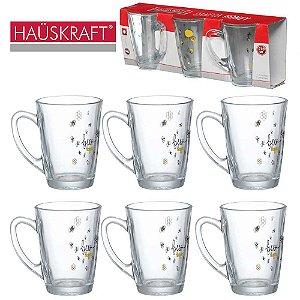 JOGO DE CANECA DE VIDRO DE CAFE/CAPPUCCINO HONEY