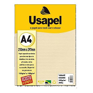 PAPEL A4 VERGE USAPEL CREME 120G 50 FOLHAS