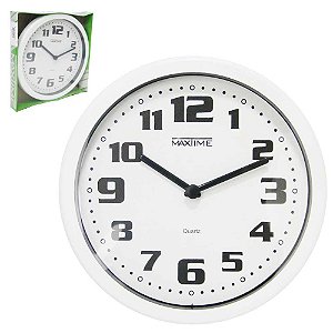 RELOGIO DE PAREDE REDONDO BRANCO ARABICO 24CM