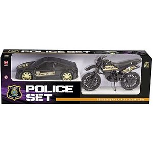 KIT POLICE SET CARRINHO E MOTO POLÍCIA BS TOYS