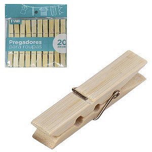 PRENDEDOR DE ROUPAS DE BAMBO 20 PCS 1X6CM KIBOR