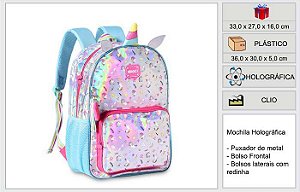MOCHILA HL24004D LINHA HOLOGRAFICA CLIO