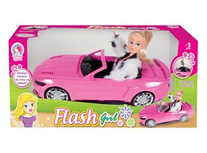 CARRINHO FLASH GIRL COM BONECA LUA DE CRISTAL