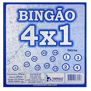 BLOCO PARA BINGO PAPEL SULFITE 50G 4X1 TAMOIO