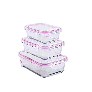 CONJUNTO COM 3 POTES DE VIDRO BOROSILICATO RIO HOM
