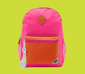 MOCHILA ESCOLAR JUVENIL MF23163 17" ROSA E LARANJA