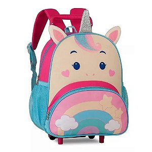 MOCHILA COM RODINHA INFANTIL UNICÓRNIO CLIO