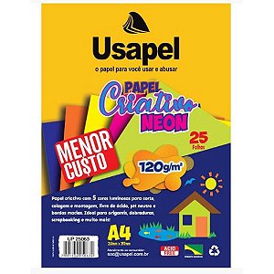 BLOCO EDUCAÇÃO NEON ARTÍSTICA USAPEL 5 CORES A4 12