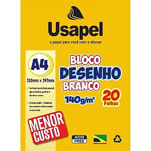 Bloco tecnico sem margem Usapel Desenho A4 140g 20