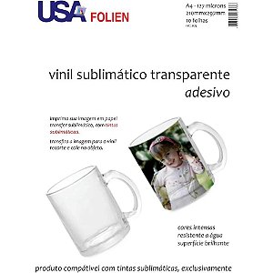 VINIL SUBLIMACAO A4 ADESIVO TRANSPARENTE 120MC