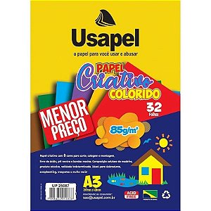 BLOCO USAPEL PAPEL CRIATIVO 8 CORES 85G/M2 297X420