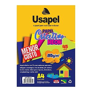 BLOCO USAPEL PAPEL CRIATIVO NEON 5 CORES 85G/M2 21