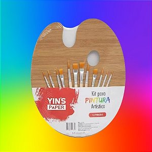 Kit Para Pintura Arti­stica 12 Pinceis e 1 Paleta