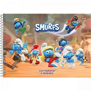 CADERNO CARTOGRAFIA 80FLS SMURFS FSC FORONI