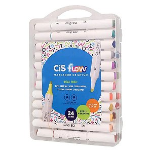 MARCADOR CRIATIVO CIS FLOW ESTOJO 24 CORES