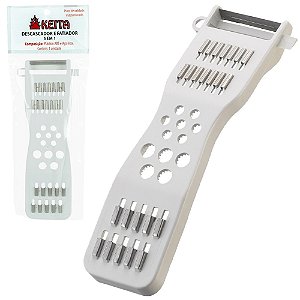 CORTADOR DESCASCADOR DE INOX/PLASTICO 5 EM 1 BRANCO 17,5X7CM DF5PFB KEITA