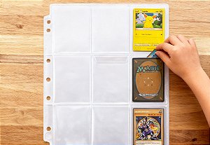 Envelope Plástico para Cards 9 Lugares – Folha Porta Cards para Álbum ou Fichário (Unidade)