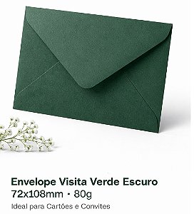 Envelope Visita verde escuro 72x108mm 80g Foroni – Ideal para Cartões e Convites