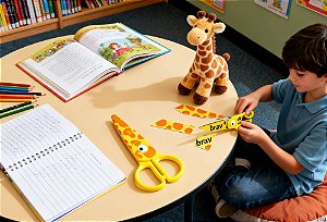 Tesoura Escolar Plástica 13cm Pet Zoo BRW – Segura, Infantil e com Ponta Arredondada